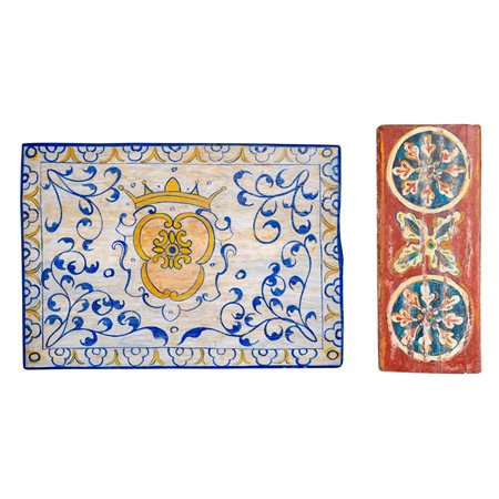 DUE PANNELLI in legno dipinto