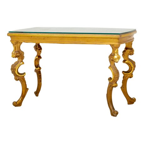 TAVOLINO/BACHECA in legno dorato contenente bijotteria