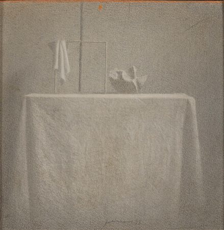 Gianfranco Ferroni, Cartoccio e straccio sul quadrato, 1998