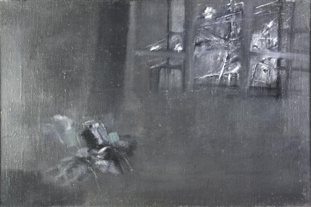 Giuseppe Banchieri, (1927 - 1994) INTERNO ESTERNO olio su tela,cm 45x65,5...