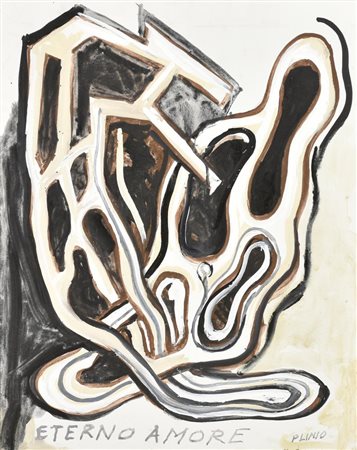 Plinio Mesciulam, (1926 - 2021) ETERNO AMORE olio su tela, 50x40 firma e...