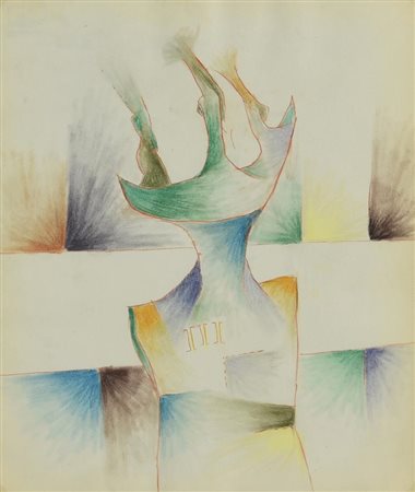 Emilio Tadini, (1927 - 2002) SENZA TITOLO pastelli e matite colorate su...