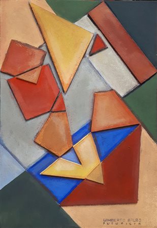 Umberto Balbo COMPOSIZIONE FUTURISTA tecnica mista e collage su cartone, cm...