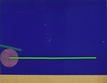 Jack Clemente, (1926 - 1974) MISURA II acrilico su tela e corda, cm 50x65 sul...