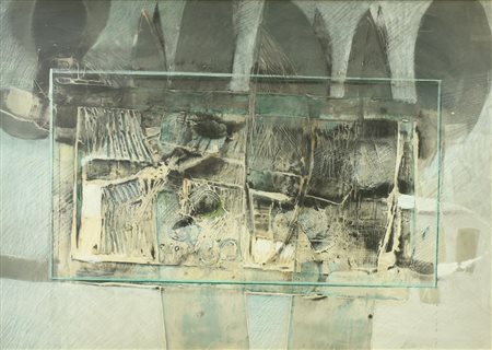 Giuseppe De Gregorio, (1920 - 2007) SENZA TITOLO olio su cartone applicato a...