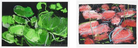 Giovanni Frangi, (1959) NINFEE dittico, tempera e pastello su carta, cm...