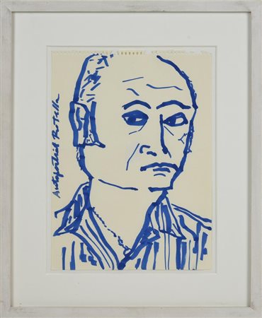 Mimmo Rotella, (1918 - 2006) AUTOPORTRAIT ROTELLA pennarello su carta, cm...