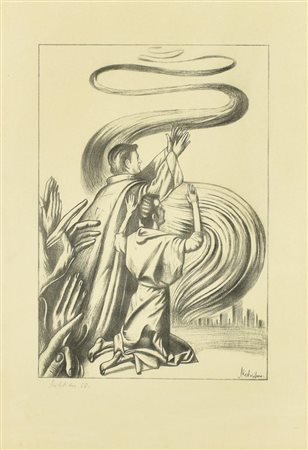 Gregorio Sciltian, (1900 - 1985) MISTICISMO 1968 matita e carboncino su...