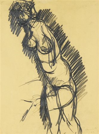 Ennio Morlotti, (1910 - 1992) NUDO china su carta, cm 46,5x35 firma e data...