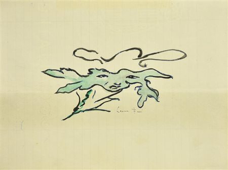 Leonor Fini, (1907 - 1996) MASCHERA acquarello e pennafeltro su carta, cm...