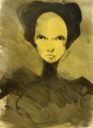 Enrico Colombotto Rosso, (1925 - 2013) DONNA IN NERO tecnica mista su carta...