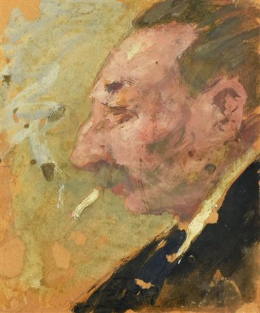 Maurice Henri Cahours PROFIL olio su cartoncino, cm 16,5x13,5 sul retro:...