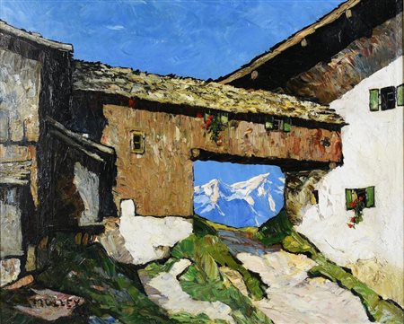 Oskar Mulley, (1891 - 1949) VEDUTA olio su tela, cm 50,5x60 firma Provenienza...