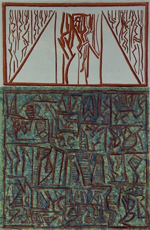 Riccardo Licata, (1929 - 2014) COMPOSIZIONE olio su tela, cm 92x59,5 firma e...