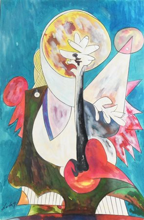 Gianni Dova, (1925 - 1991) SENZA TITOLO tecnica mista su carta, cm 60x40...