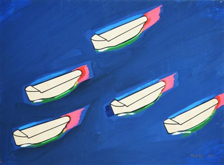 Renato Mambor, (1936) NAVIGARE IN SUPERFICIE tecnica mista su cartone, cm...