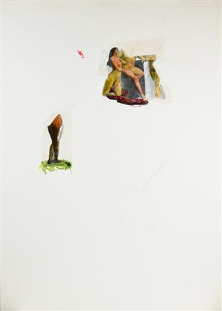 Mario Schifano, (1934 - 1998) SENZA TITOLO tecnica mista e collage su carta,...