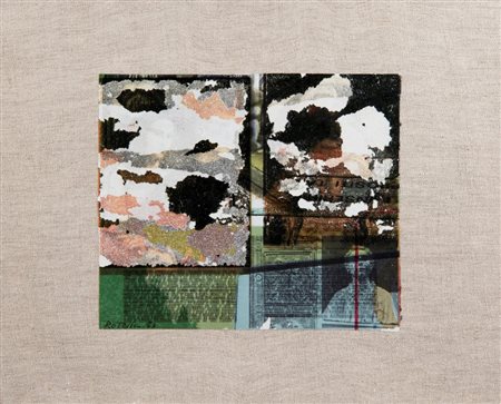 Mimmo Rotella, (1918 - 2006) ITALICA decollage applicato su tela, cm 33x41...
