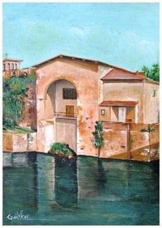 ENRICO GALLI Pisa 1928 – 2008 Pisa – il sostegno 1985 Olio su tavola 35 x...