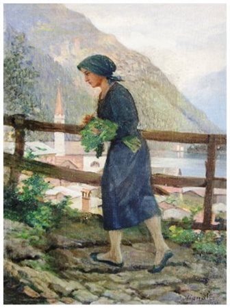 AMADIO VIGNALI Crema 1864 – Livorno 1941 Contadinella ad Alleghe 1931 Olio su...