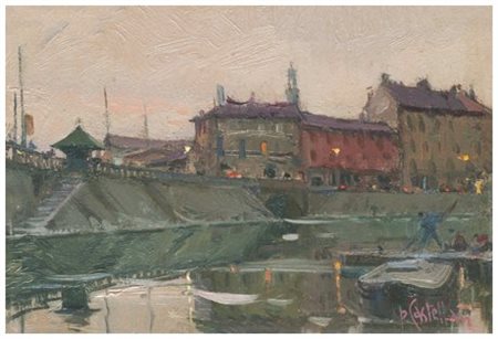 PARIDE CASTELLAN Gradisca 1911 – Firenze 1988 Sera sul Naviglio 1970 Olio su...