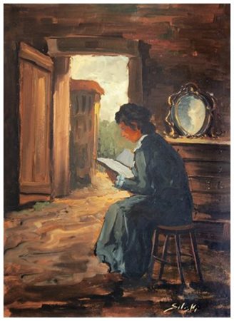 DOMENICO SELOSKI Napoli 1924 – Livorno 1981 Senza titolo Olio su faesite 50 x...