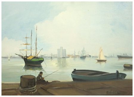 GIACOMO TABELLINI Livorno 1907 – 1989 Senza titolo Olio su tavola 35 x 50....