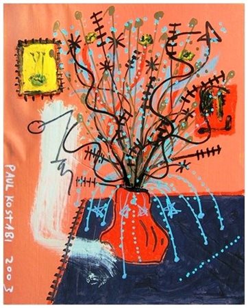 PAUL KOSTABI Witthier (USA) 1962 Delicate balance 2003 Olio su cartone telato...