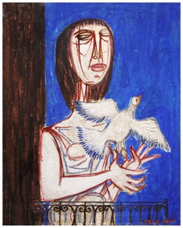 GIUSEPPE MIGNECO Messina 1908 – Milano 1997 Donna con colomba anni ‘60...