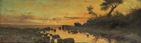 GIACINTO BO<BR>Montanaro Canavese (TO) 1832 - 1912 Torino<BR>"Marina al tramonto"