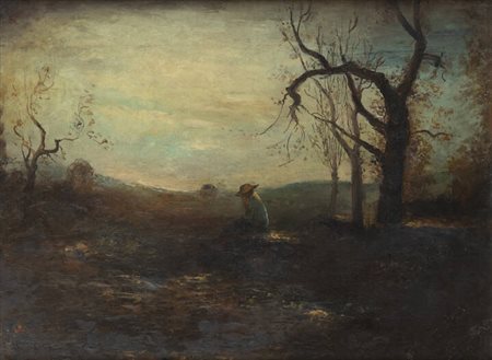 PITTORE ANONIMO PIEMONTESE DEL XIX SECOLO<BR>"La solitudine"