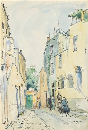 TEONESTO DEABATE<BR>Torino 1898 - 1981<BR>"Strada di paese" 1958