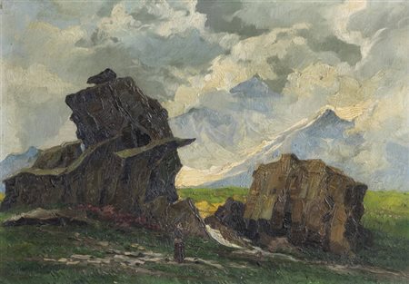 GIUSEPPE GHEDUZZI<BR>Crespellano (BO) 1889 - 1957 Torino<BR>"Pedriola (Macugnaga)" 8.2.928