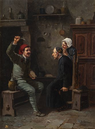 UGO GHEDUZZI<BR>Crespellano (BO) 1853 - 1925 Torino<BR>"Racconto del reduce" 1903