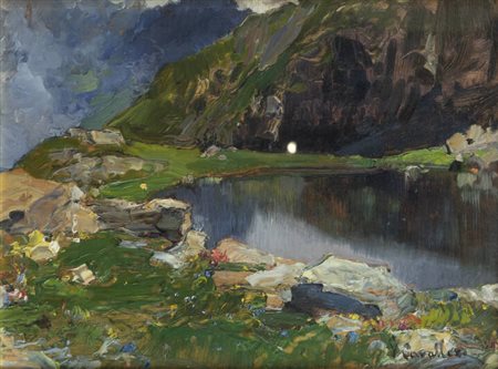 VITTORIO CAVALLERI<BR>Torino 1860 - 1938<BR>"Laghetto di montagna"