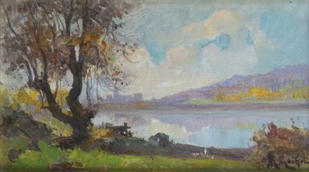 MARIO GACHET<BR>Torino 1879 - 1981<BR>"Il lago di Avigliana"