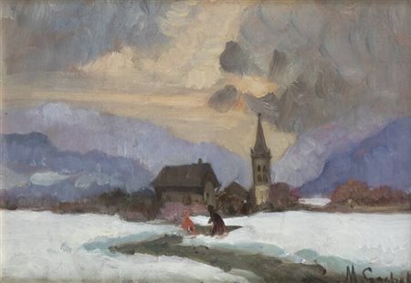 MARIO GACHET<BR>Torino 1879 - 1981<BR>"Inverno a Frabosa Sottana"