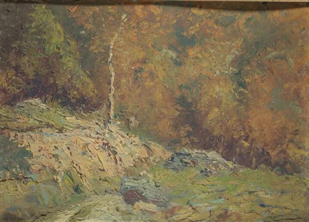 BENEDETTO GHIVARELLO<BR>Torino 1882 - 1955<BR>"Paesaggio boschivo"