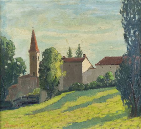 FERRUCCIO PIOVANO<BR>Cambiano (TO) 1890 - 1980 Torino<BR>"Veduta di paese"