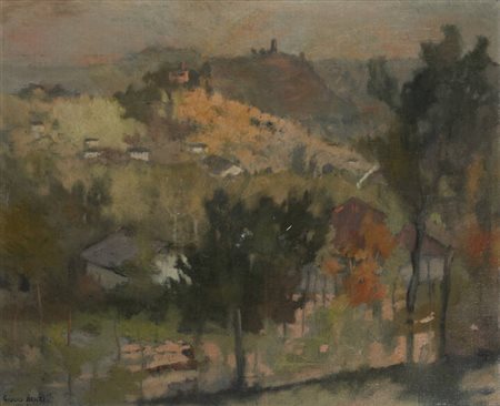 GIULIO BENZI<BR>Quargnento (AL) 1907 - 1955 Robilante (CN)<BR>"Paesaggio collinare" 1945