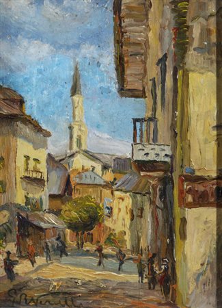 GIULIO ROMANO VERCELLI<BR>Marcorengo (TO) 1871 - 1951 Torino<BR>"Veduta di città"