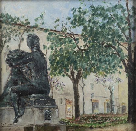 GIOSUE' CALIERNO<BR>Caserta 1897 - 1968 Pietra Ligure (SV)<BR>"Fontana delle quattro stagioni in piazza Solferino a Torino (particolare)" 1944