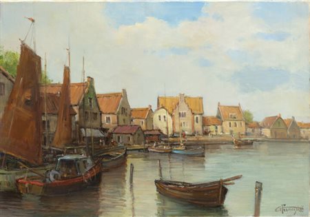 GILBERTO FRANCISETTI<BR>Torino 1933<BR>"Il porto di Volendam - Olanda" 1998