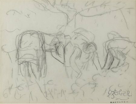 BELA CZOBEL<BR>Budapest 1883 - 1976<BR>"Contadini"