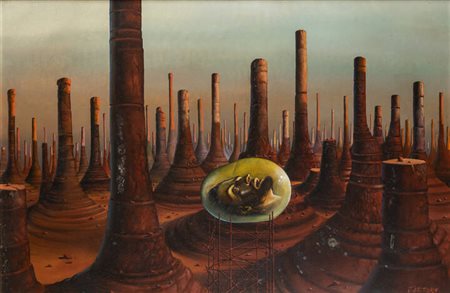 PITTORE NON IDENTIFICATO<BR>"Paesaggio distopico"