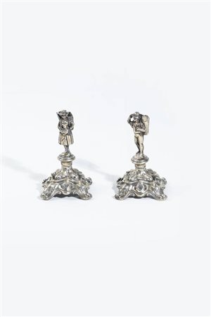 COPPIA DI SCULTURE IN ARGENTO