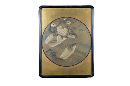 COPPIA DI PANNELLI DIPINTI SU COMPENSATO FONDO ORO