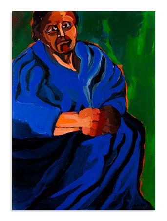 SAVERIO TERRUSO (1939-2003) - Figura con manto blu, anni '70