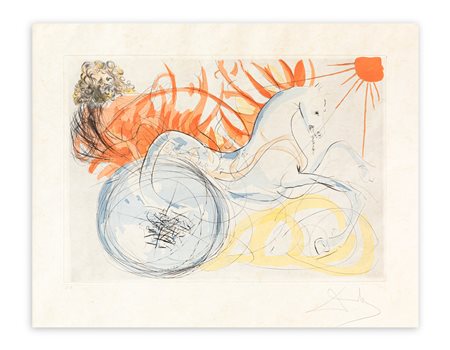 SALVADOR DALÌ (1904-1989) - Il Dio greco del sole Helios con una squadra di cavalli