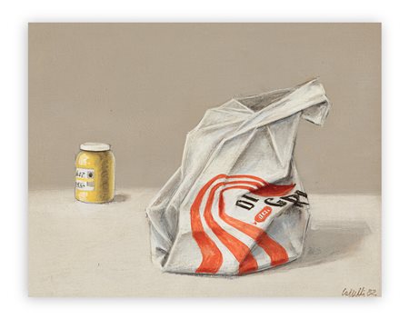 GIOVANNI CAPPELLI (1923-1994) - Sacchetto di plastica e tempere, 1982